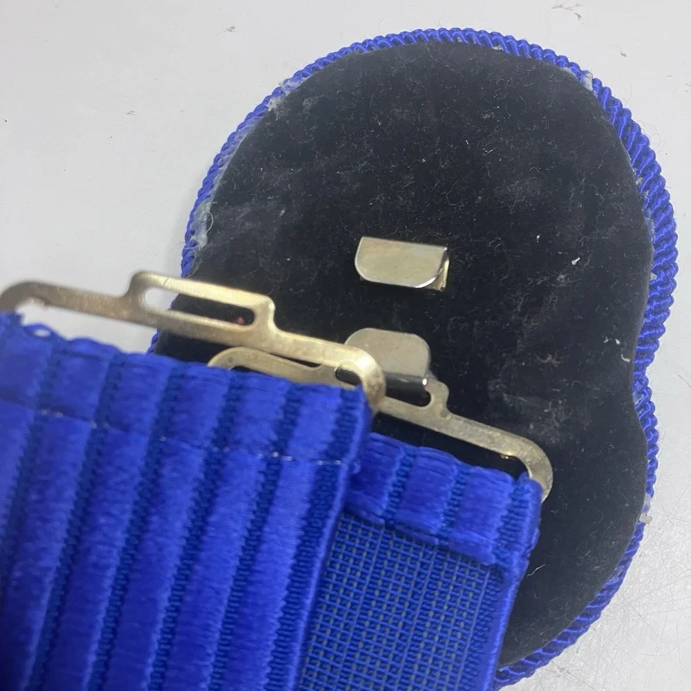 VTG 80s Statement Belt Royal Blue Wide Elastic Band Closure Buckle Braided 27